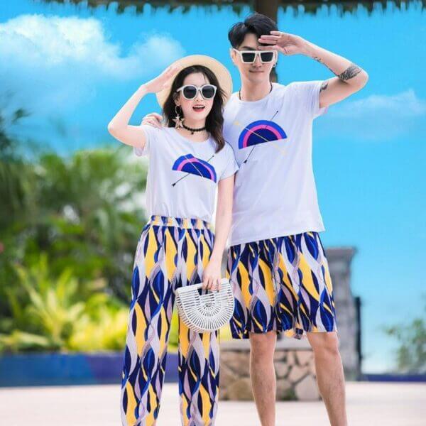 Vivid Purity Matching Outfits for Couples