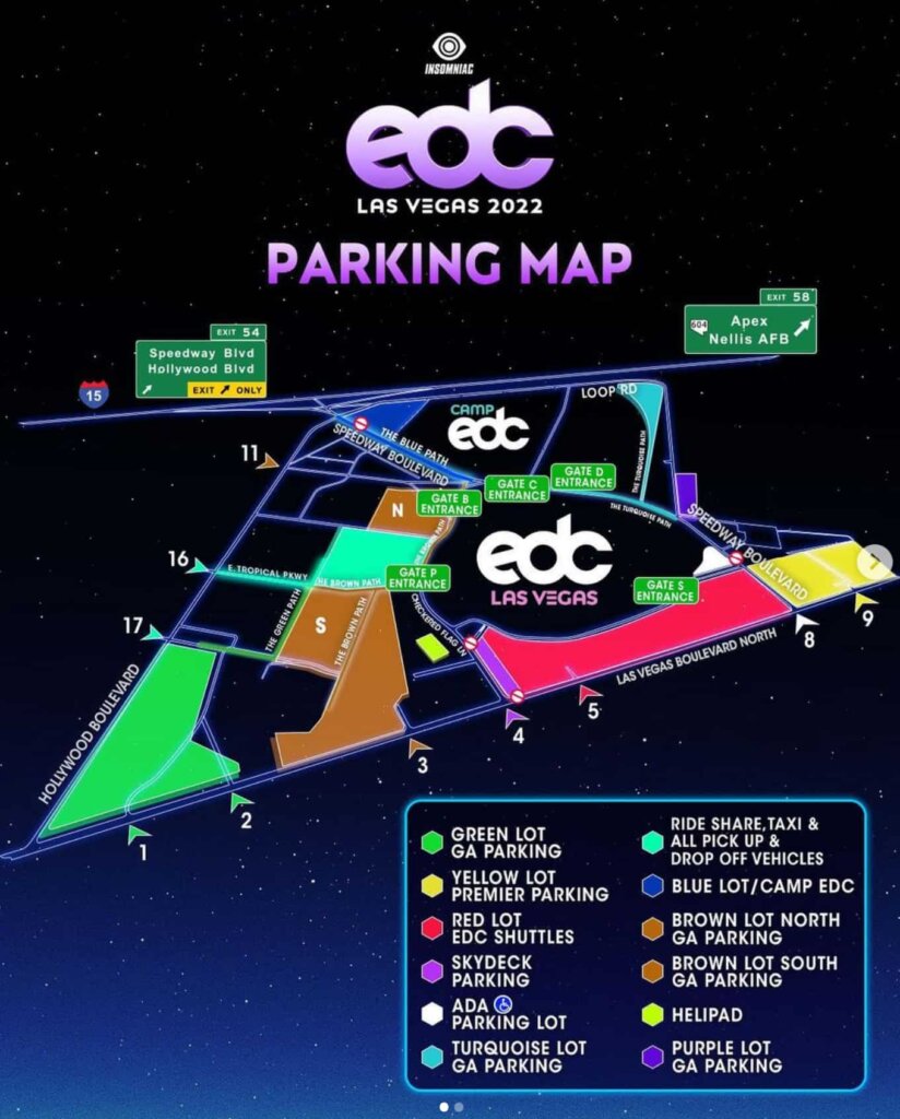 electric daisy carnival 2022 parking map